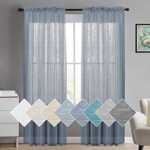 New Natural Linen Semi Sheer Curtains